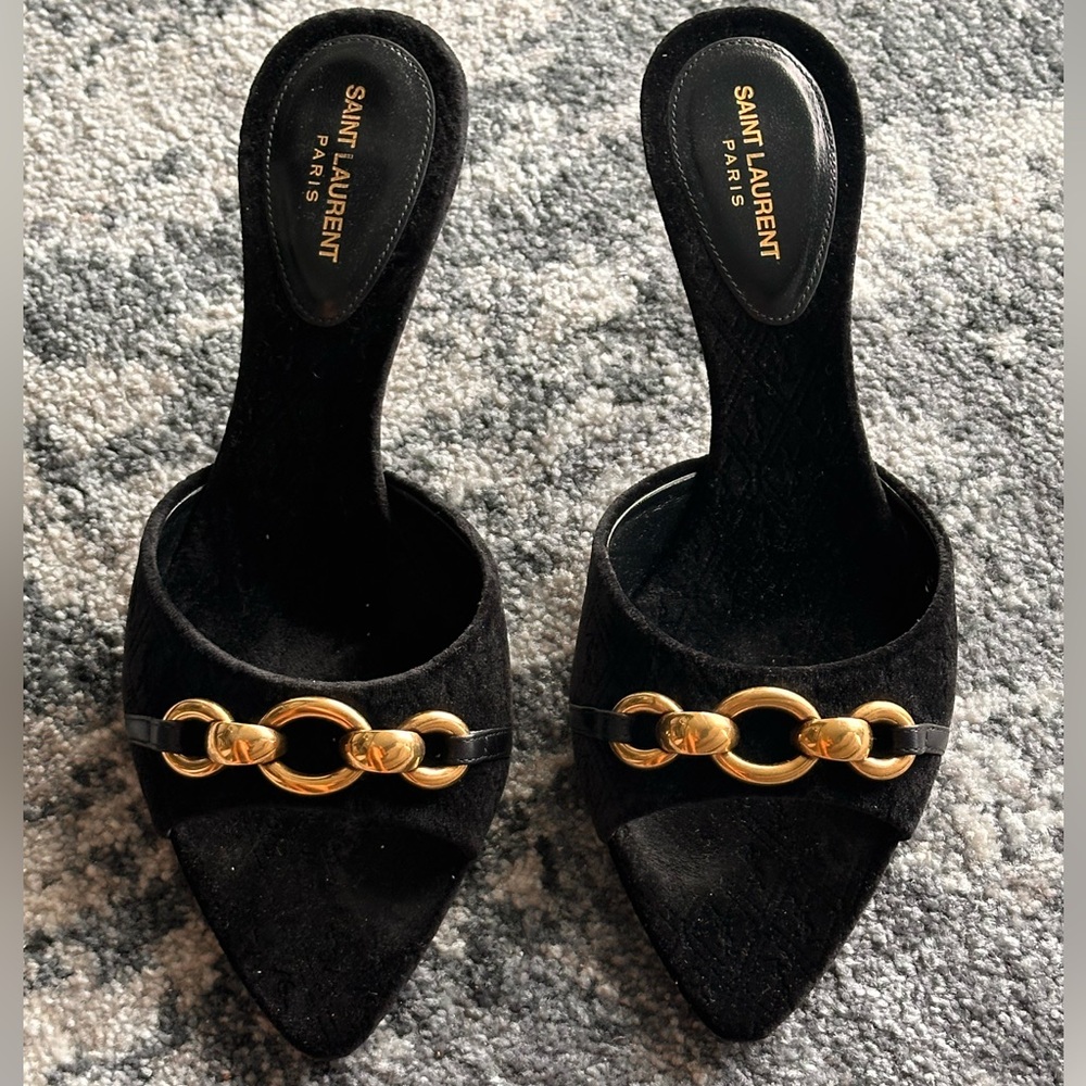SOLD: YSL Le Maillon Chain Mule Sandals